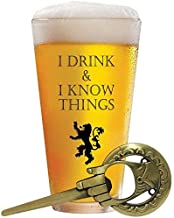 I Drink and I Know Things 17 oz Beer Glass + FREE Hand Of The King Bottle Opener Made In Casterly Rock – Game Of Thrones Inspired – Funny Novelty Gift - With Unique Gifts box included by Desired Cart