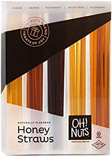 Oh! Nuts Holiday Honey Sticks Gift Set, 5 Naturally Flavored By Bee's Variety Stix Gift Box, Christmas Thanksgiving or New Year’s Prime Gifts Baskets Original Unique Gourmet Food Idea for Men & Women