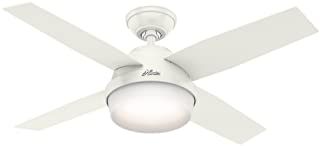 Hunter Indoor Ceiling Fan with light and remote control - Dempsey 44 inch, White, 59246