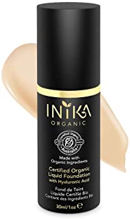 INIKA Certified Organic Liquid Foundation with Hyaluronic Acid All Natural Make-up Base, Flawless Long-Lasting Coverage, Lightweight, Hypoallergenic, Halal, 30 ml (1oz) (Cream)