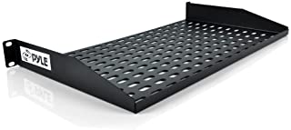 Pyle 19-Inch 1U Server Rack Shelf, Vented Shelves For Good Air Circulation, Cantilever Mount, Wall Mount Rack, Universal Device, Cabinet Shelf, Computer Case Mounting Tray, Black (PLRSTN14U)