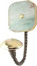 Indianshelf Handmade 3 Artistic Vintage Green Quartz Stone Square Stone Key Hooks Hangers/Clothes Hooks for Doors