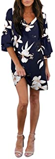 Women's Dress Sweet & Cute V-Neck Bell Sleeve Shift Dress Mini Dress