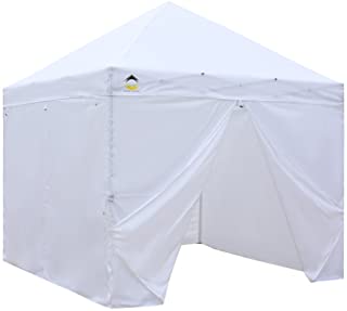 CROWN SHADES Patented 10ft x 10ft Instant Commercial Canopy with 4 Removable Zipper End Sidewalls and Plus Wheeled Storage Bag, White