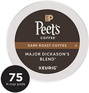 Peet's Coffee Major Dickason's Blend, Dark Roast, 75 Count Single Serve K-Cup Coffee Pods for Keurig Coffee Maker