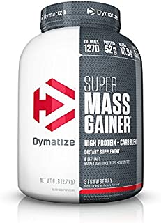 Dymatize Super Mass Gainer Protein Powder with 1270 Calories Per Serving, Gain Strength & Size Quickly, Strawberry, 6 lbs