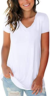 Women's Basic V Neck Short Sleeve T Shirts Summer Casual Tops