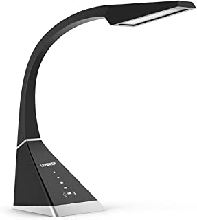 LEPOWER Desk Lamp, Eye-Caring Touch Control LED Study Lamps, Dimmable Office Lamp, 3 Color Modes 5 Adjustable Brightness Levels Table Lamps for Bedroom and Office (8W Black)