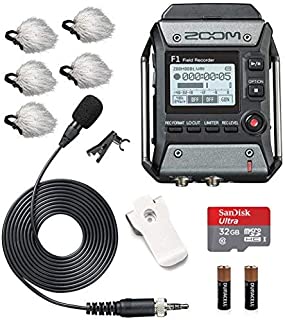 Zoom F1-LP Field Recorder & Lavalier Microphone Bundle with Movo Deadcat Windscreens (5PK) & 32GB Micro SDHC Card