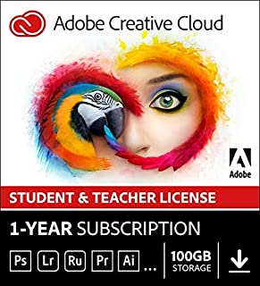 Adobe Student & Teacher Edition Creative Cloud | Validation Required | 12-Month Subscription with auto-renewal, PC/Mac
