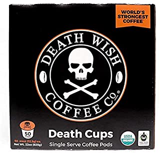 Death Wish Single Serve Coffee Pods for K-Cup Style 2.0 Brewers, USDA Certified Organic & Fair Trade (50 Count Bulk Value)