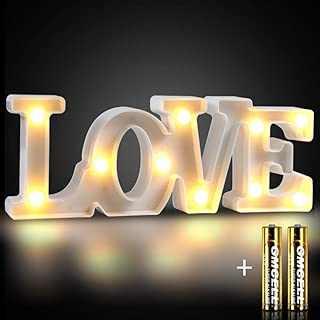 DEKIRU Light Up Love LED Marquee Letter Lights, LED Letter Light Love Shape Signs Lamp for Party Birthday Wedding Christmas Night Light Home Bar Bedroom and Wall Decor Included Batteries (White Love)