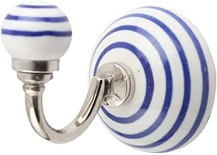 Indianshelf Handmade 1 Artistic Vintage White Ceramic Strip Key Hooks Hangers/Clothes Hooks for Doors