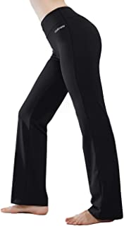 Inner Pocket Yoga Pants 4 Way Stretch Tummy Control Workout Running Pants, Long Bootleg Flare Pants