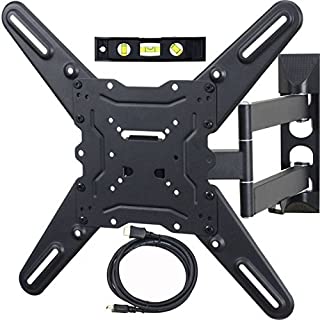 VideoSecu ML531BE TV Wall Mount for Most 27-55 LED LCD Plasma Flat Screen Monitor up to 88lbs VESA 400x400 with 20 inch Extension Arm, HDMI Cable Bubble Level WP5