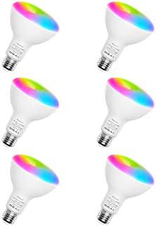 Smart Light Bulbs, Aoycocr BR30 Dimmable LED Light Bulbs, 720 Lumen, Tunable White 2700K - 9000K,9 (80W Equivalent), Works with Alexa, Google Assistant, IFTTT, No Hub Required, Wi-Fi, E26 Base, 6 Pack
