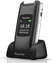 Easyfone Prime A1 3G Unlocked Senior Flip Cell Phone, Big Button Hearing Aids Compatible Easy-to-Use Basic Cell Phone with Charging Dock (Black)