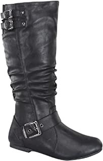 TOP Moda Night-76 Women's Slouched Under Knee High Flat Boots