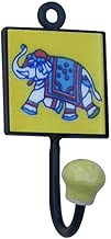 Indianshelf Handmade 1 Artistic Vintage Multicolor Ceramic Elephant Wall Hooks Hangers/Key Hooks for Clothes