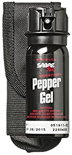 SABRE Red Pepper Gel - Police Strength - Tactical Series with 18-Foot (5.5M) Range, 18 Bursts & Belt Holster