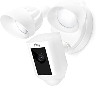 Ring Floodlight Camera Motion-Activated HD Security Cam Two-Way Talk and Siren Alarm, White