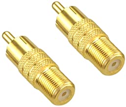 VCE 2-Pack F Type Female to RCA Male Coaxial Cable Audio Adapter Connector,Gold Plated