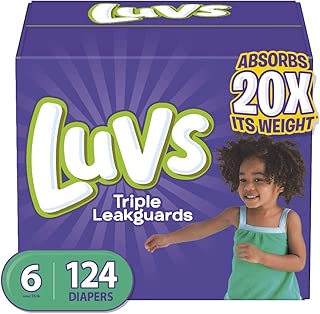Diapers Size 6, 124 Count - Luvs Ultra Leakguards Disposable Baby Diapers, ONE MONTH SUPPLY (Packaging May Vary)