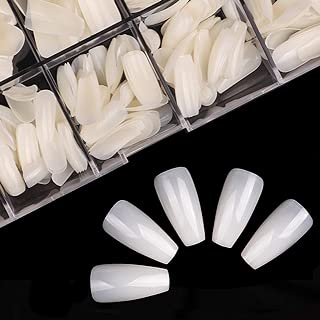 Natural Coffin Fake Nails - ECBASKET 500pcs Short Ballerina Acrylic Nails Full Cover Ballet Shape Artificial False Nail Tips 10 Sizes