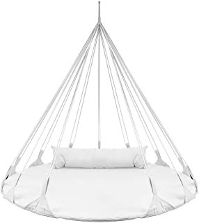 Sorbus Hanging Swing Nest Pillow, Double Hammock Daybed Saucer Style Lounger Swing, 264 Pound Capacity Indoor/Outdoor Use (Swing Nest - White)