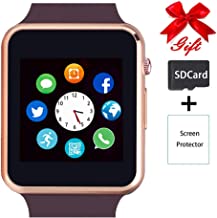 Smart Watch,Unlocked Touchscreen Smartwatch Compatible with Bluetooth/Android/IOS (Partial Functions) Call and Text Camera Notification Music Player Wrist Watch for Women Men(Gold)