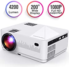 DBPOWER L21 LCD Video Projector, 4200L 1080P 1920x1080 Supported Full HD Mini Movie Projector with HDMIx2/USB/SD/AV Ports, Compatible with Smartphone/VGA/TV/PS4/DVD Ideal for Home Theater(Loud Sound)