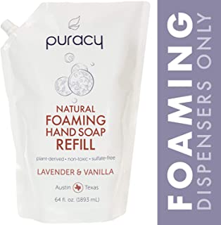 Puracy Natural Foaming Hand Soap Refill, Lavender & Vanilla, Sulfate-Free Hand Wash, 64 Ounce