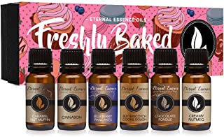 Freshly Baked - Gift Set of 6 Premium Fragrance Oils - Blueberry Pancakes, Caramel Nut Muffin, Butterscotch Cookie Dough, Cinnabon, Chocolate Fondue, Creamy Nutmeg - Eternal Essence Oils