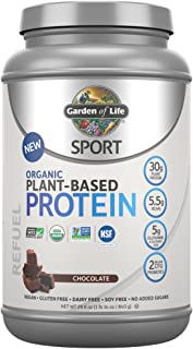 Garden Of Life Sport Organic Plant-Based Protein - BCAA Amino Acid Protein Powder, Chocolate 29.6oz (1lb 14oz / 840g) Powder