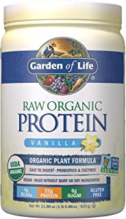 Garden of Life Raw Organic Protein Vanilla Powder, 20 Servings *Packaging May Vary* Certified Vegan, Gluten Free, Organic, Non-GMO, Plant Based Sugar Free Protein Shake with Probiotics & Enzymes