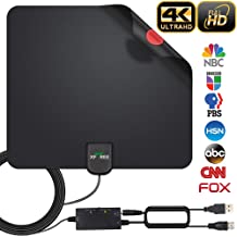 HDTV Antenna, 2019 Newest Indoor Digital TV Antenna 130 Miles Range with Amplifier Signal Booster 4K HD VHF UHF Freeview for Life Local Channels Support All Television -16.5ft Coax Cable