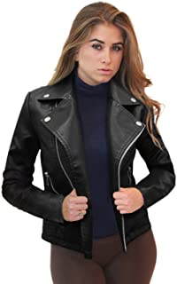 Olivia Miller Womens Faux Leather Moto Biker Jacket with Pockets
