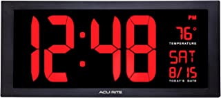 AcuRite 75100 Large Digital Clock with Indoor Temperature | LED Wall Clock with Date and Fold-Out Stand - 18