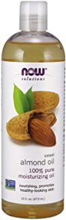 NOW Solutions, Sweet Almond Oil, 100% Pure Moisturizing Oil, Promotes Healthy-Looking Skin, 16 Fl Oz (1 Count)