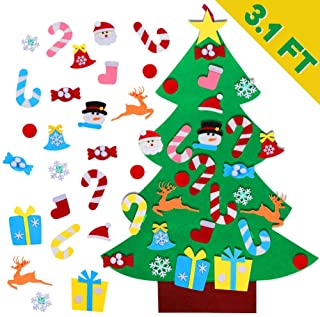 AerWo DIY Felt Christmas Tree Set + 26pcs Detachable Ornaments, Kids Wall Hanging Xmas Gifts for Christmas Decorations