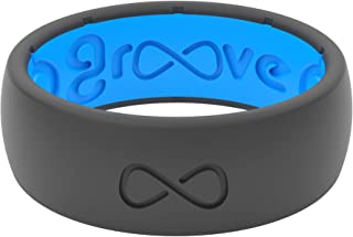 Groove Life - Silicone Ring for Men and Women Wedding or Engagement Rubber Band with Lifetime Coverage, Breathable Grooves, Comfort Fit, and Durability - Original Solid
