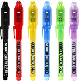 MaleDen Invisible Ink Pen, 2018 Upgraded Spy Pen Invisible Ink Pen with UV Light Magic Marker for Secret Message and Kids Halloween Goodies Bags Toy (6pcs)