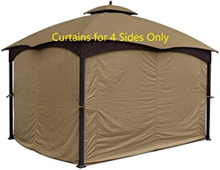 APEX GARDEN Universal Privacy Curtain Set for 10' x 12' Gazebo (Beige)