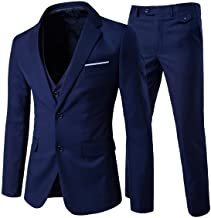 Cloudstyle Men's 3-Piece 2 Buttons Slim Fit Solid Color Jacket Smart Wedding Formal Suit