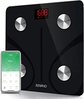 RENPHO Bluetooth Body Fat Scale Smart BMI Scale Digital Bathroom Wireless Weight Scale, Body Weight Scale with Smartphone App 396 lbs digital weight scale - Black
