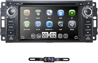 Hizpo Car Stereo GPS DVD Player for Dodge Ram Challenger Jeep Wrangler JK Head Unit Single Din 6.2