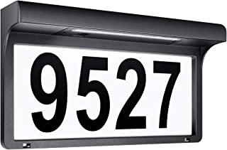LeiDrail House Numbers Solar Powered Address Sign LED Illuminated Outdoor Metal Plaque Lighted Up for Home Yard Street