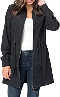 Womens Casual Lightweight Zip Up Suede Jackets Dust Coat Outerwear Windbreaker