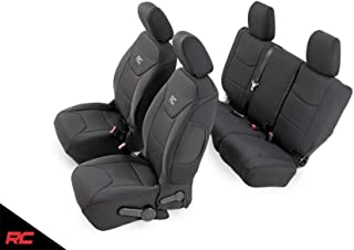Rough Country 91002A Neoprene Seat Covers Black Front/Rear Compatible w 2008-2010 Jeep Wrangler JK 4DR