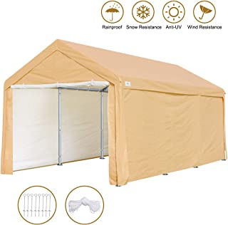 ADVANCE OUTDOOR 10 x 20 ft Heavy Duty Carport Canopy Car Garage Shelter Party Tent with Removable Sidewalls and Doors, Beige